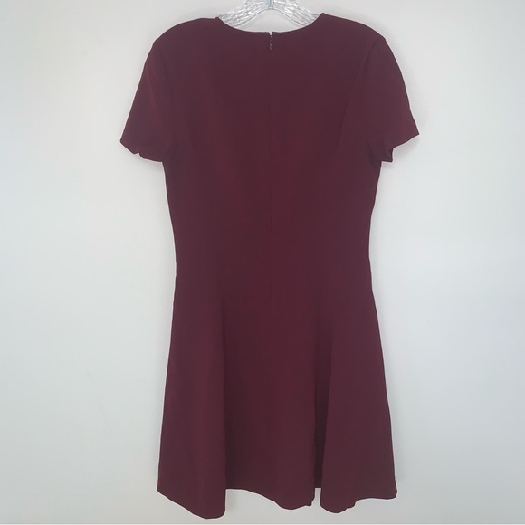 Theory Apalia Admiral Burgundy Red A-Line Crepe Dress Short Sleeve 8 - Picture 3 of 9